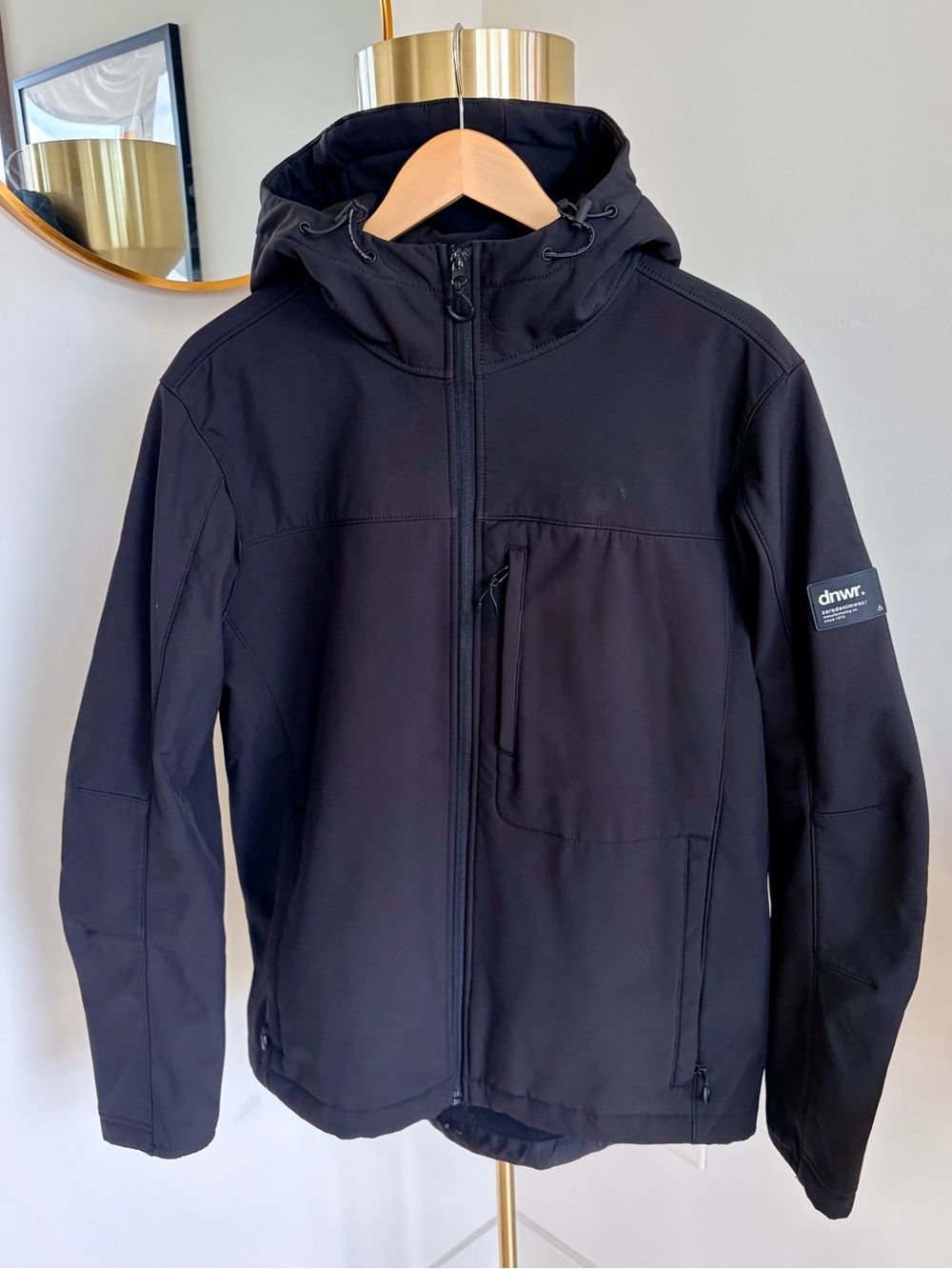 Zara Men's DNWR Black Hooded Water Repellent Fleece Lined Windbreaker Jacket L